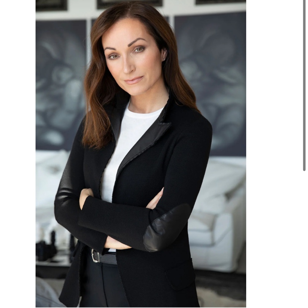 Noel Asmar Wool Blend Faux Leather Blazer